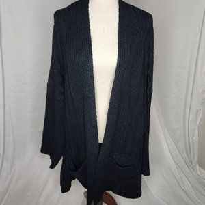 Topshop Long Black Oversized Open Front Cardigan Size 14/XL